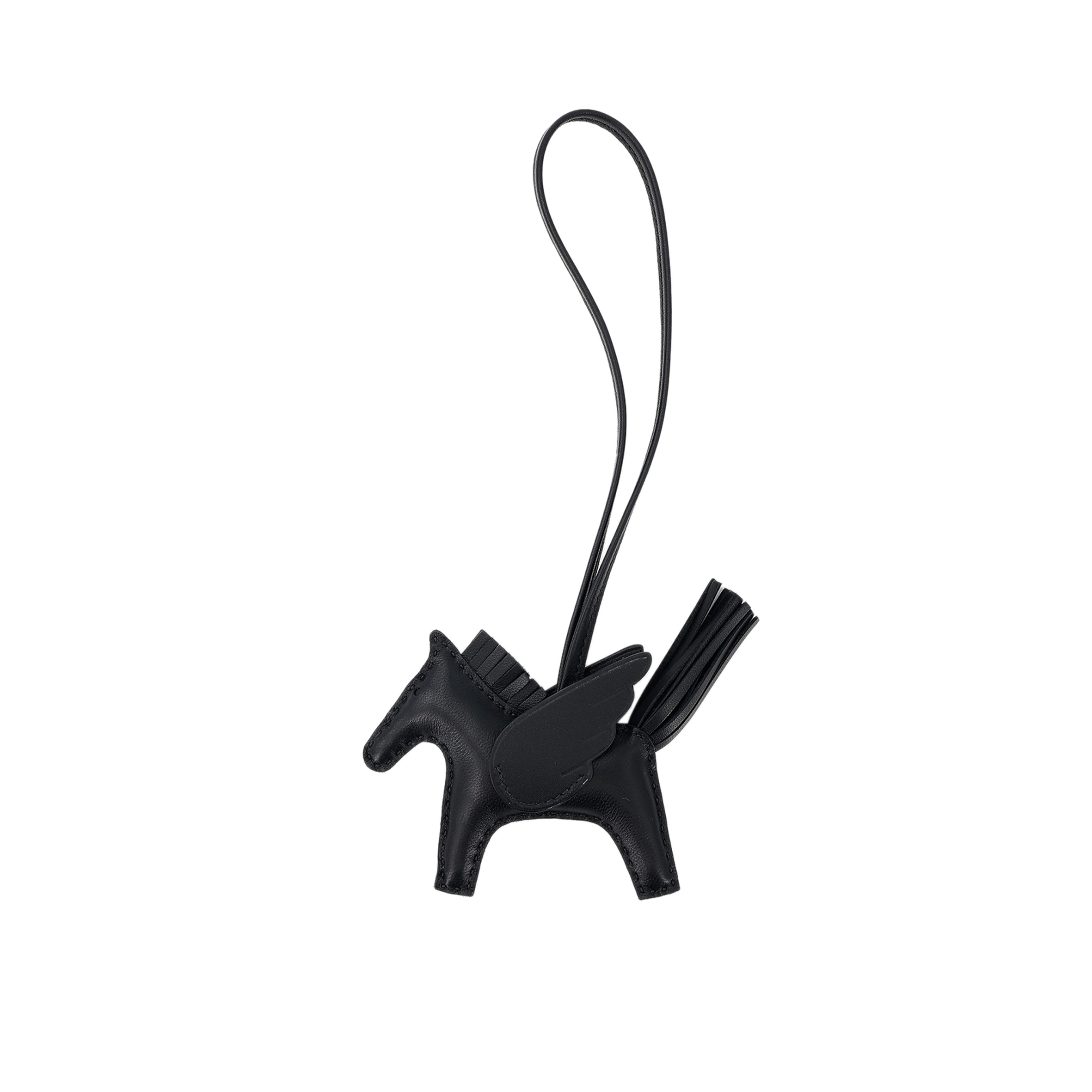 HERMÈS RODEO PEGASE PM PEGASUS PENDANT NOIR BLACK AGNEAU
