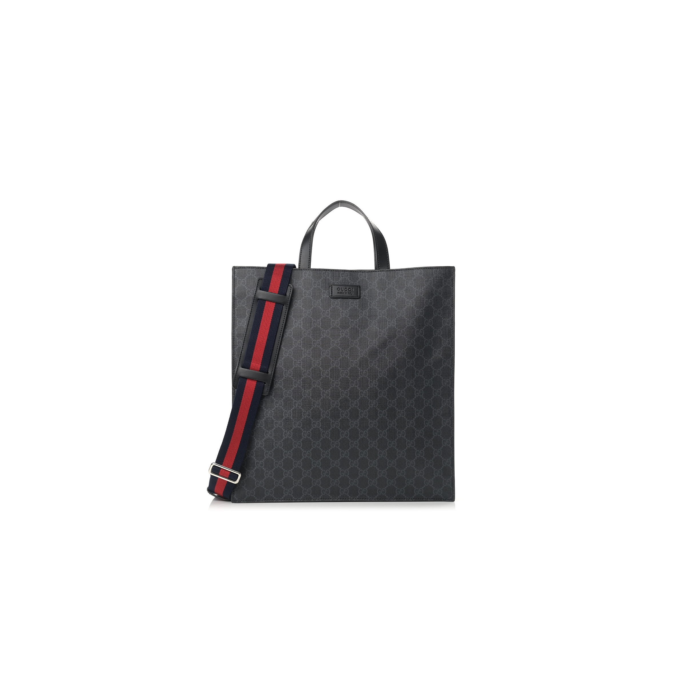 g*u*i gg Sup*e monogram appia calfskin web vertical tote black (37*36*8cm)