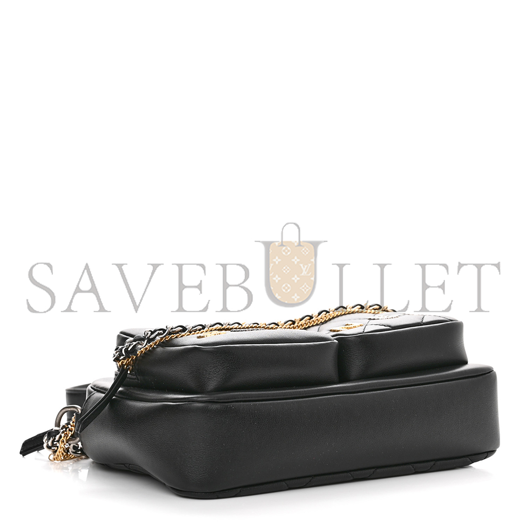 Ch*el master calfskin quilted small camera case black as2923 (20.5*14.5*9cm)