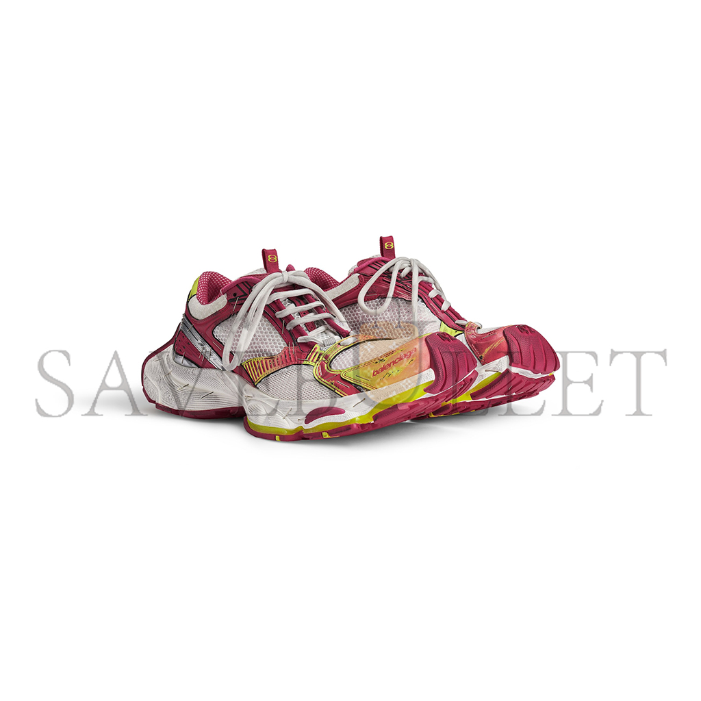 BAL*NC*AGA MEN'S STAPLER SNEAKER IN WHITE PINK NEON YELLOW SIL*VER 803682W3ST49571