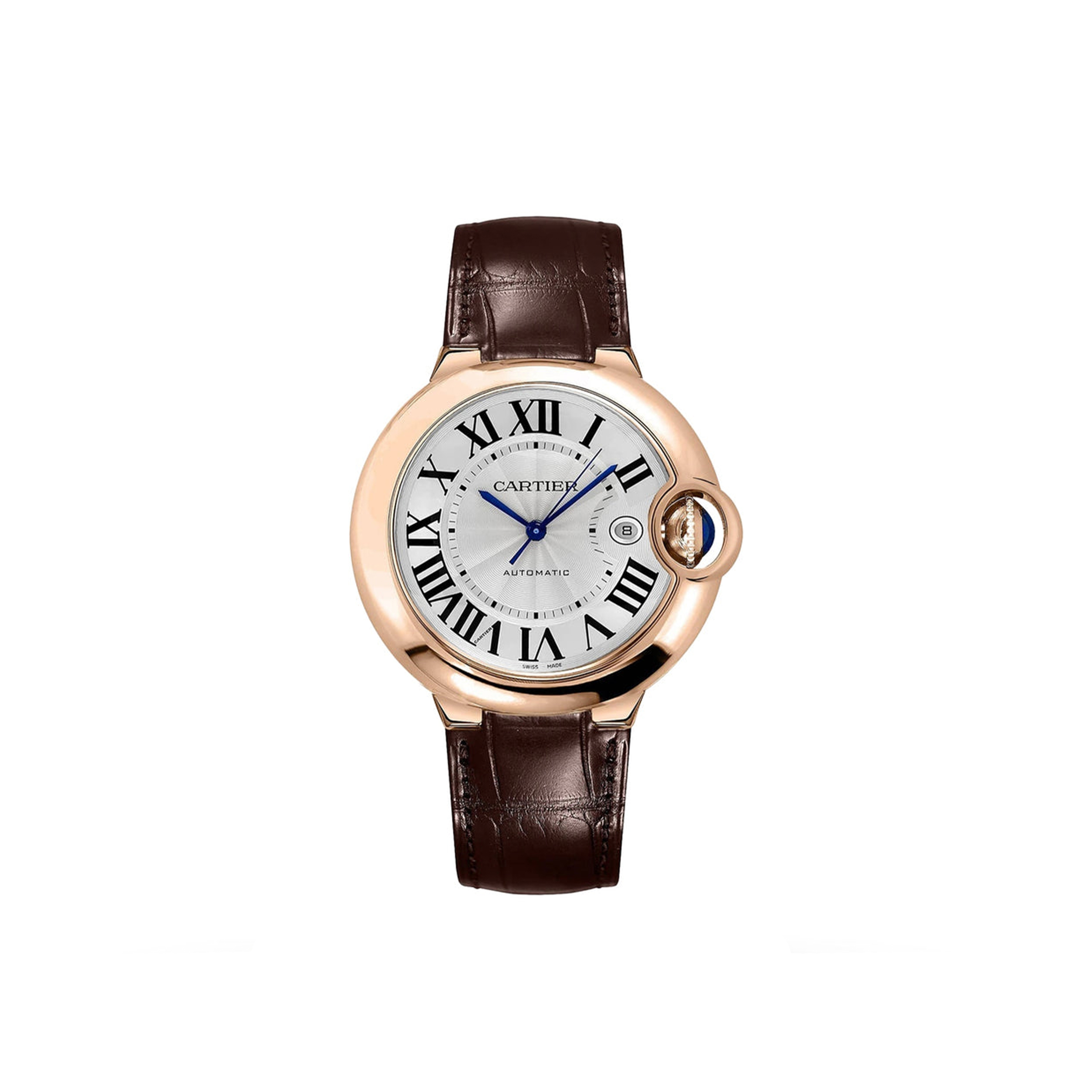 CARTIER BALLON BLEU DE MEN''S SILVER BROWN CARTIER WATCH WGBB0030