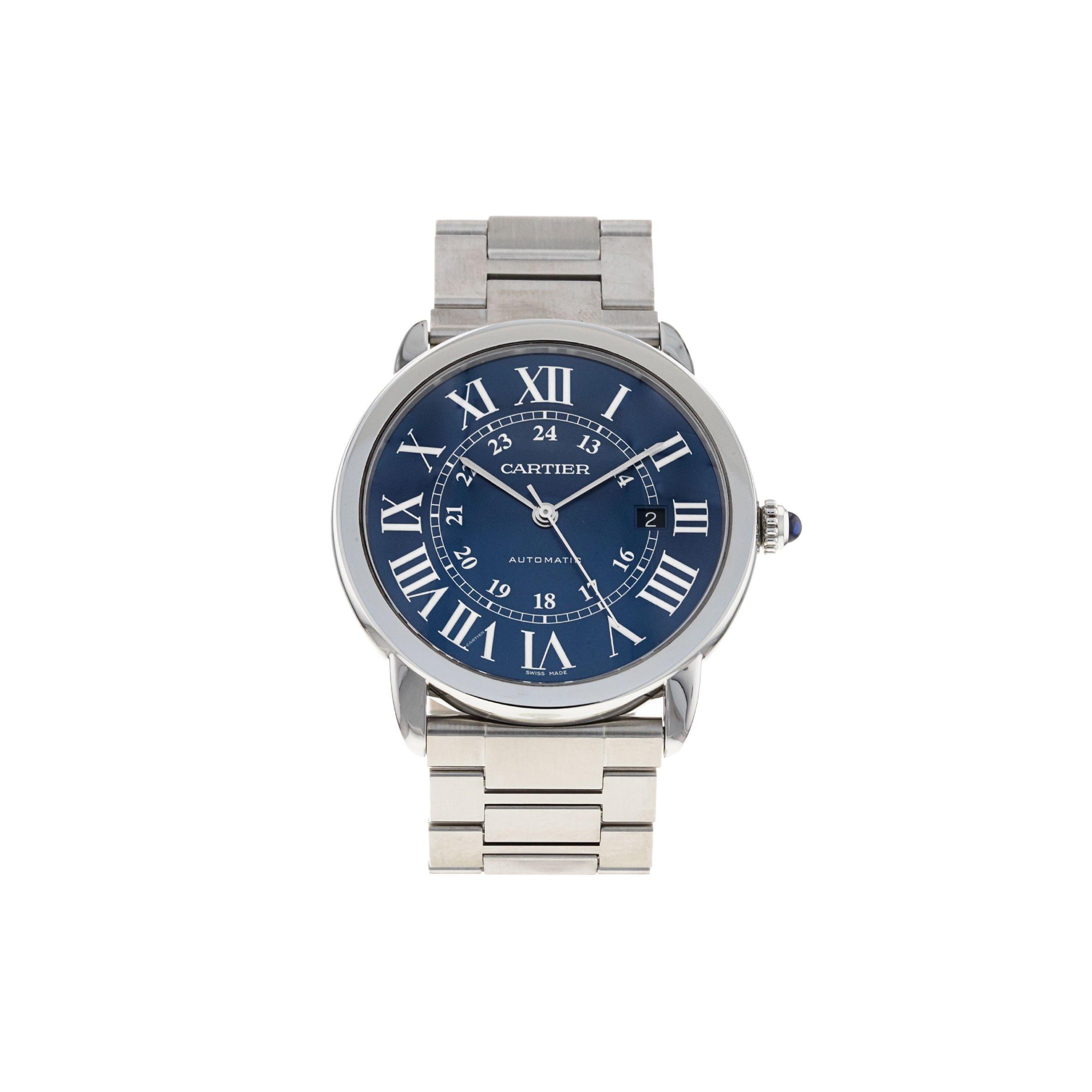 CARTIER RONDE SOLO 42MM BLUE DIAL AUTOMATIC MEN''S WATCH WSRN0023