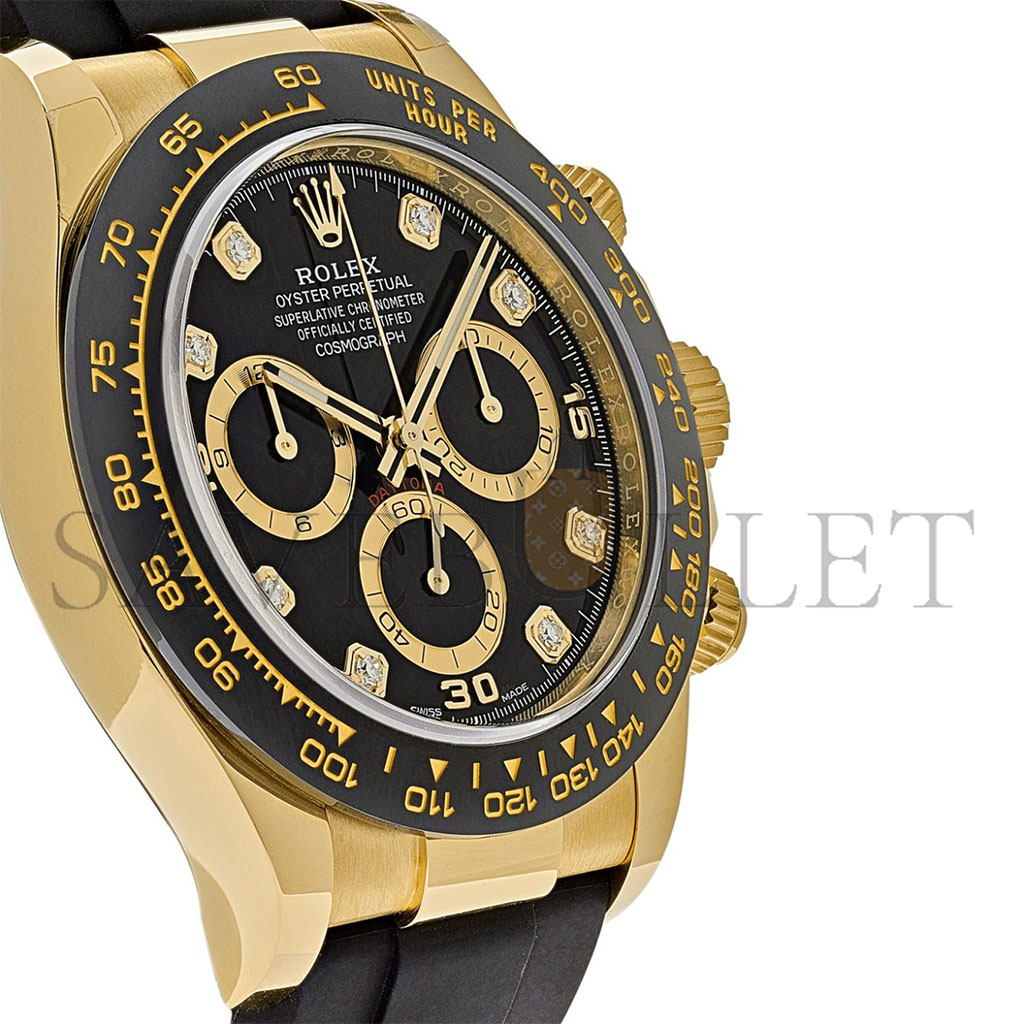 RO*EX DAYTONA 40MM WATCH DIAMOND-ENCRUSTED BLACK DIAL WATCH 116518LN