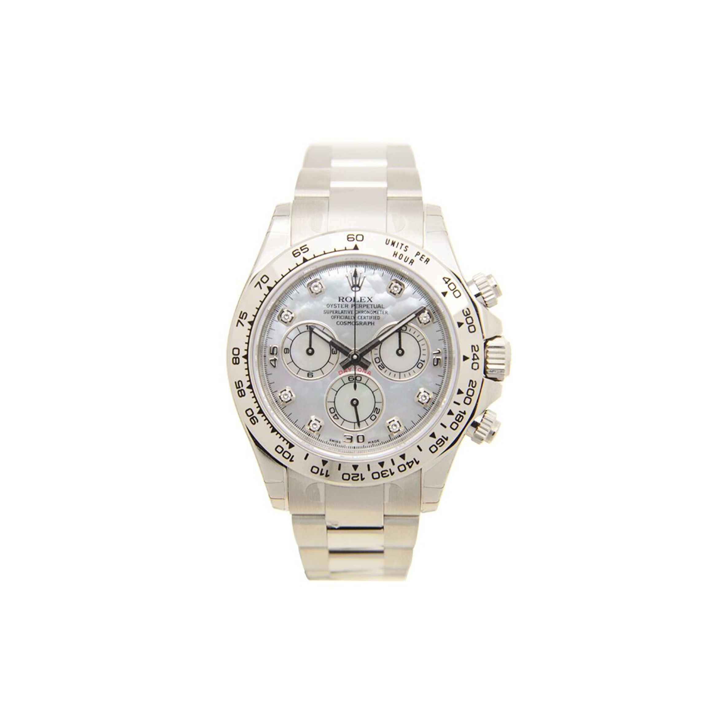 RO*EX DAYTONA WHITE GOLD DIAL WATCH 116509