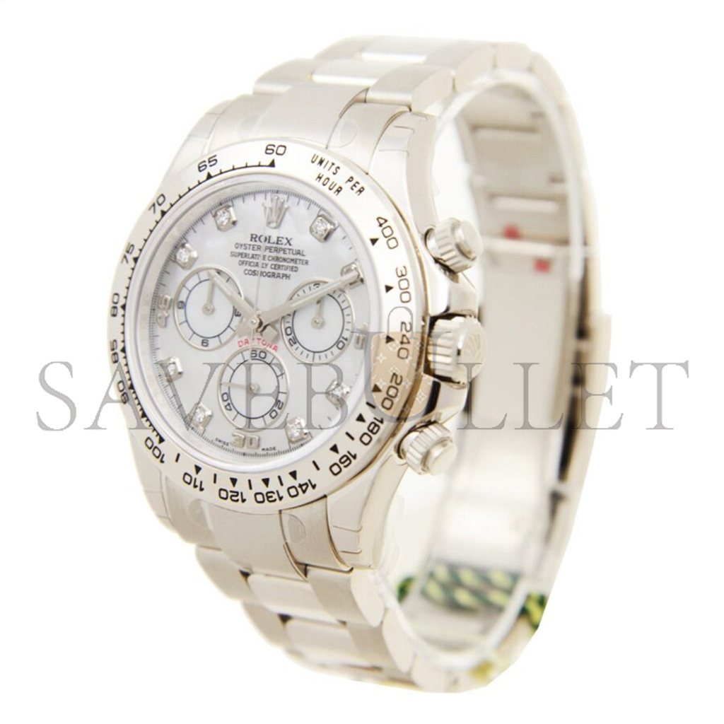 RO*EX DAYTONA WHITE GOLD DIAL WATCH 116509