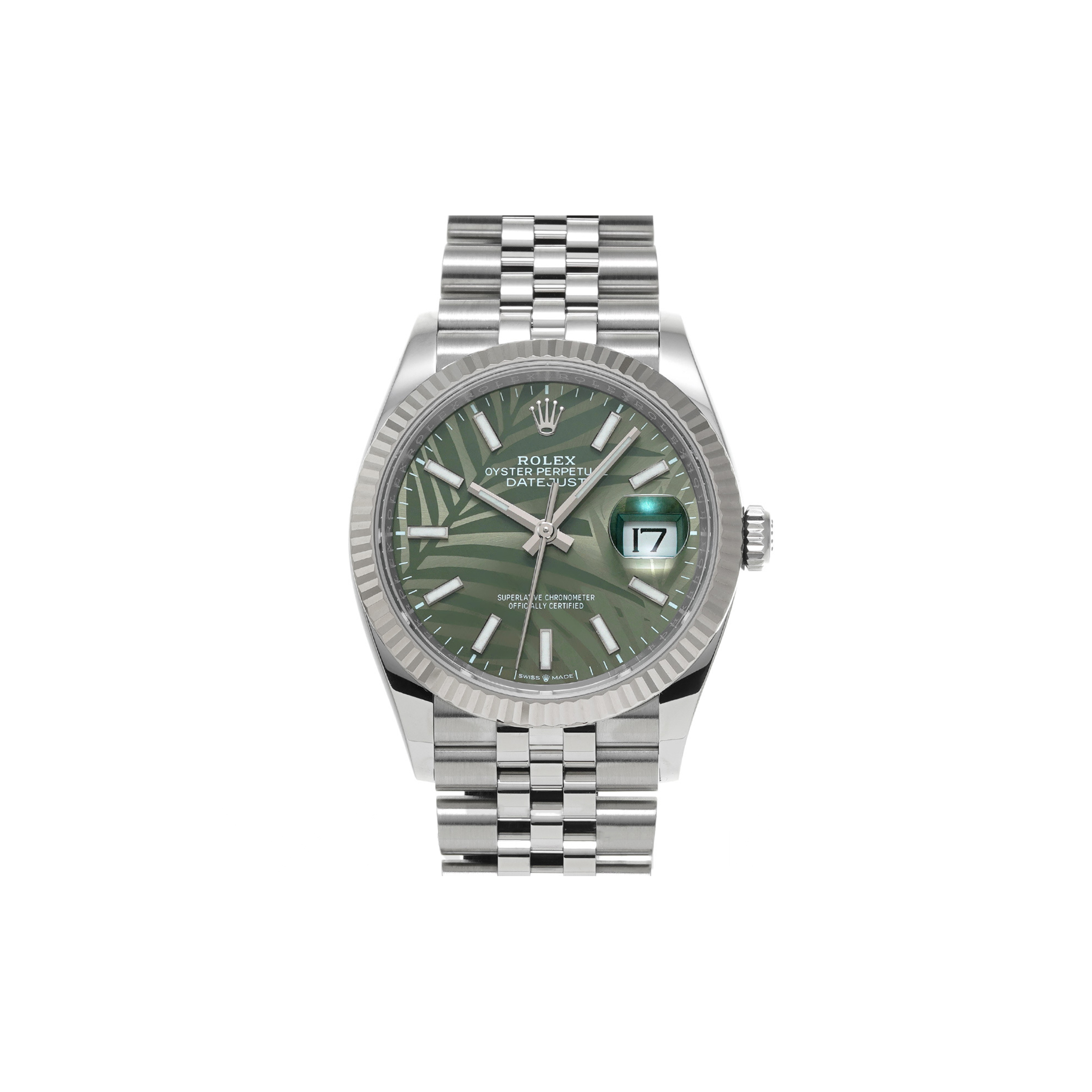 RO*EX DATEJUST OLIVE GREEN PALM THEME 41MM WATCH 126234-0047