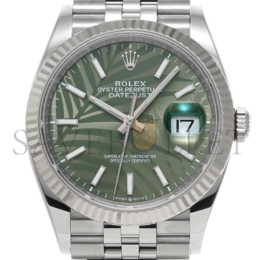 RO*EX DATEJUST OLIVE GREEN PALM THEME 41MM WATCH 126234-0047
