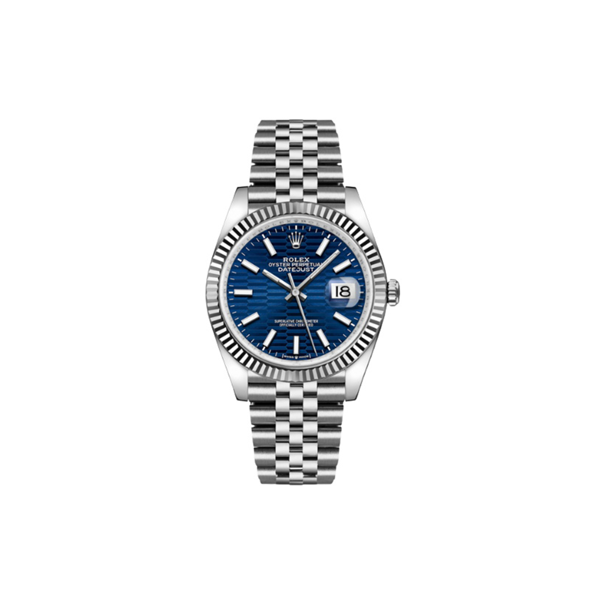 RO*EX DATEJUST BLUE FLUTED PATTERN DIAL 36MM WATCH 126234-0049