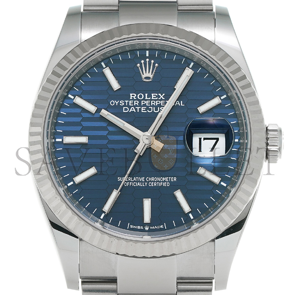 RO*EX DATEJUST BLUE FLUTED PATTERN DIAL 36MM WATCH 126234-0049