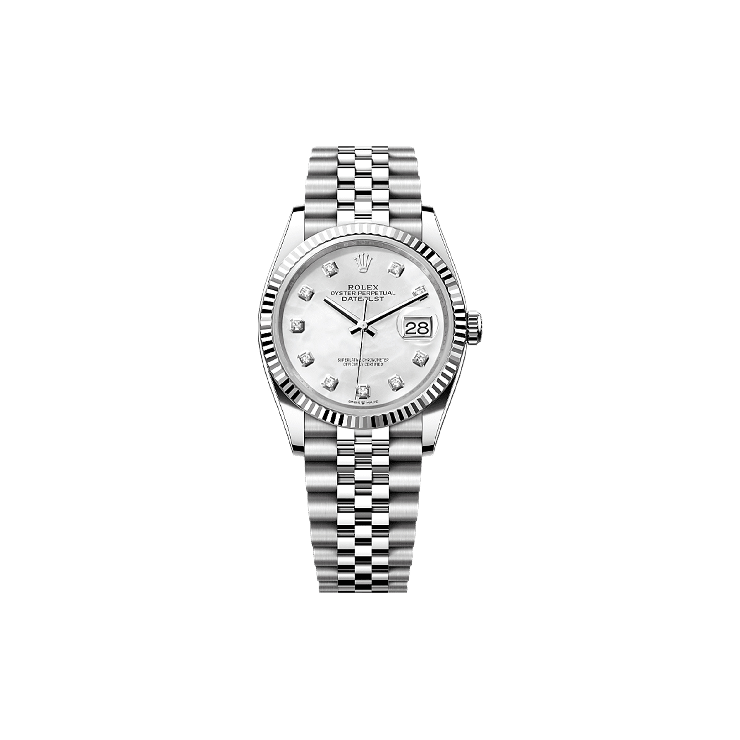 RO*EX DATEJUST 36 OYSTER, 36 MM, OYSTERSTEEL AND WHITE GOLD WATCH 126234-0019