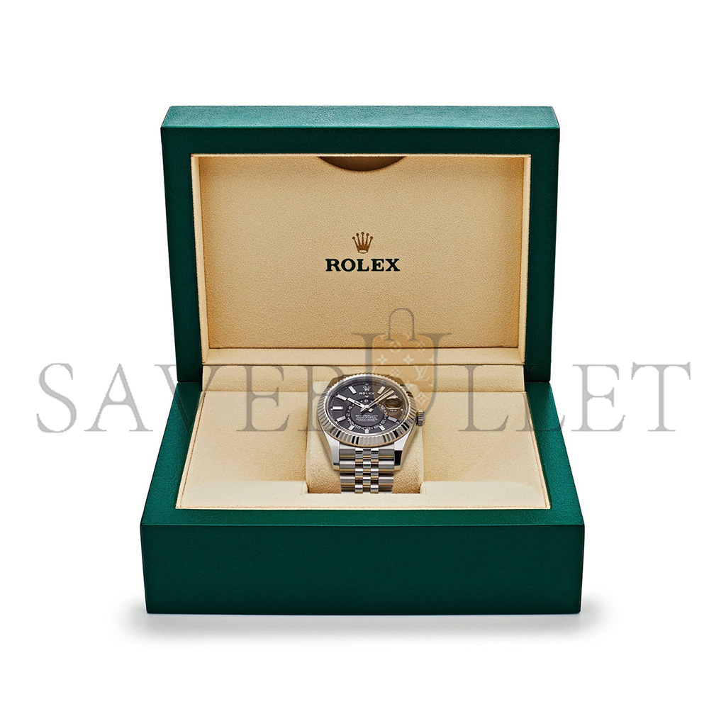 RO*EX SKY-DWELLER STAINLESS STEEL BLACK DIAL JUBILEE WATCH 326934