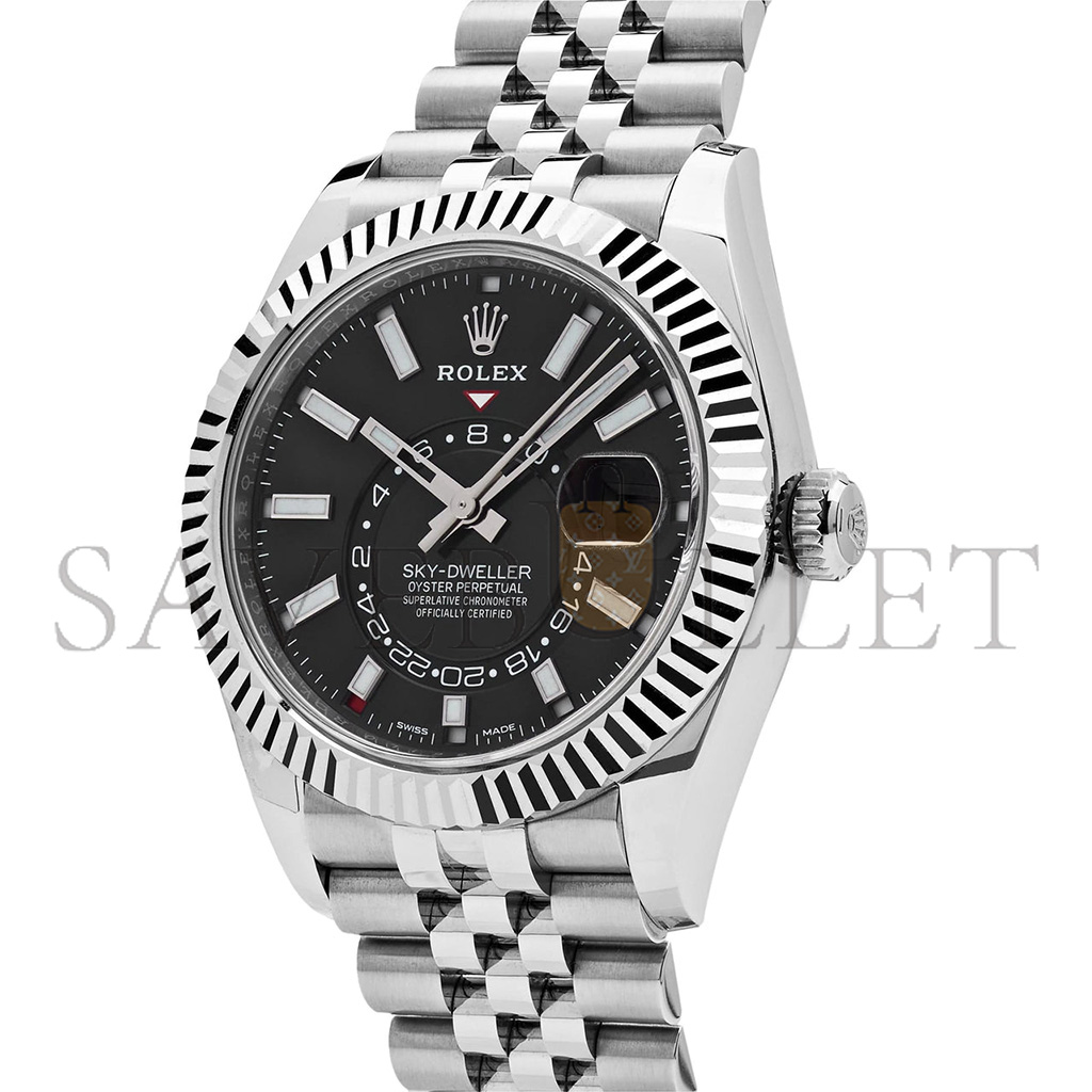 RO*EX SKY-DWELLER STAINLESS STEEL BLACK DIAL JUBILEE WATCH 326934