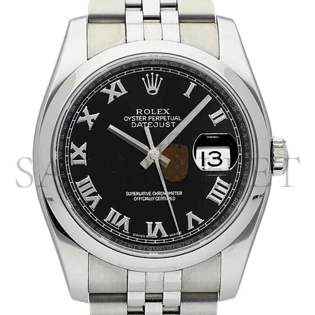 RO*EX DATEJUST BLACK DIAL STAINLESS STEEL JUBILEE BRACELET AUTOMATIC WATCH 116200