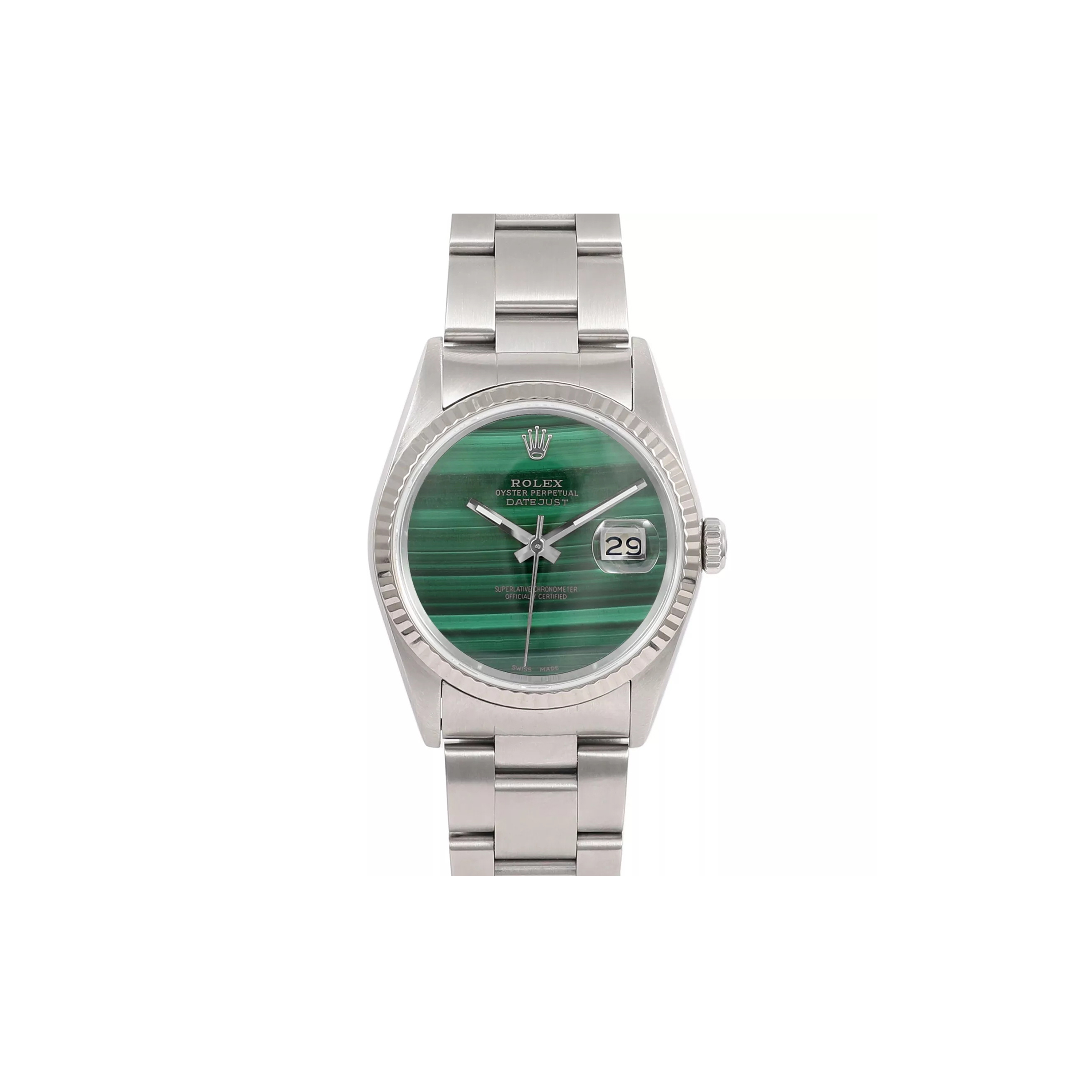 RO*EX DATEJUST GREEN MALACHITE DIAL WATCH 69178