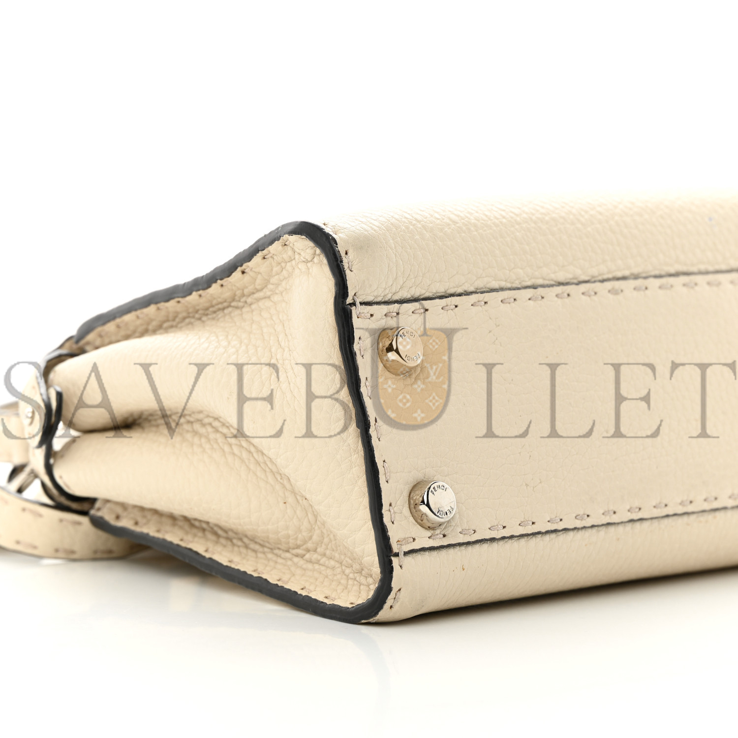 F**di cuoio romano selleria mini peekaboo iconic satchel latte (23*17*12cm)