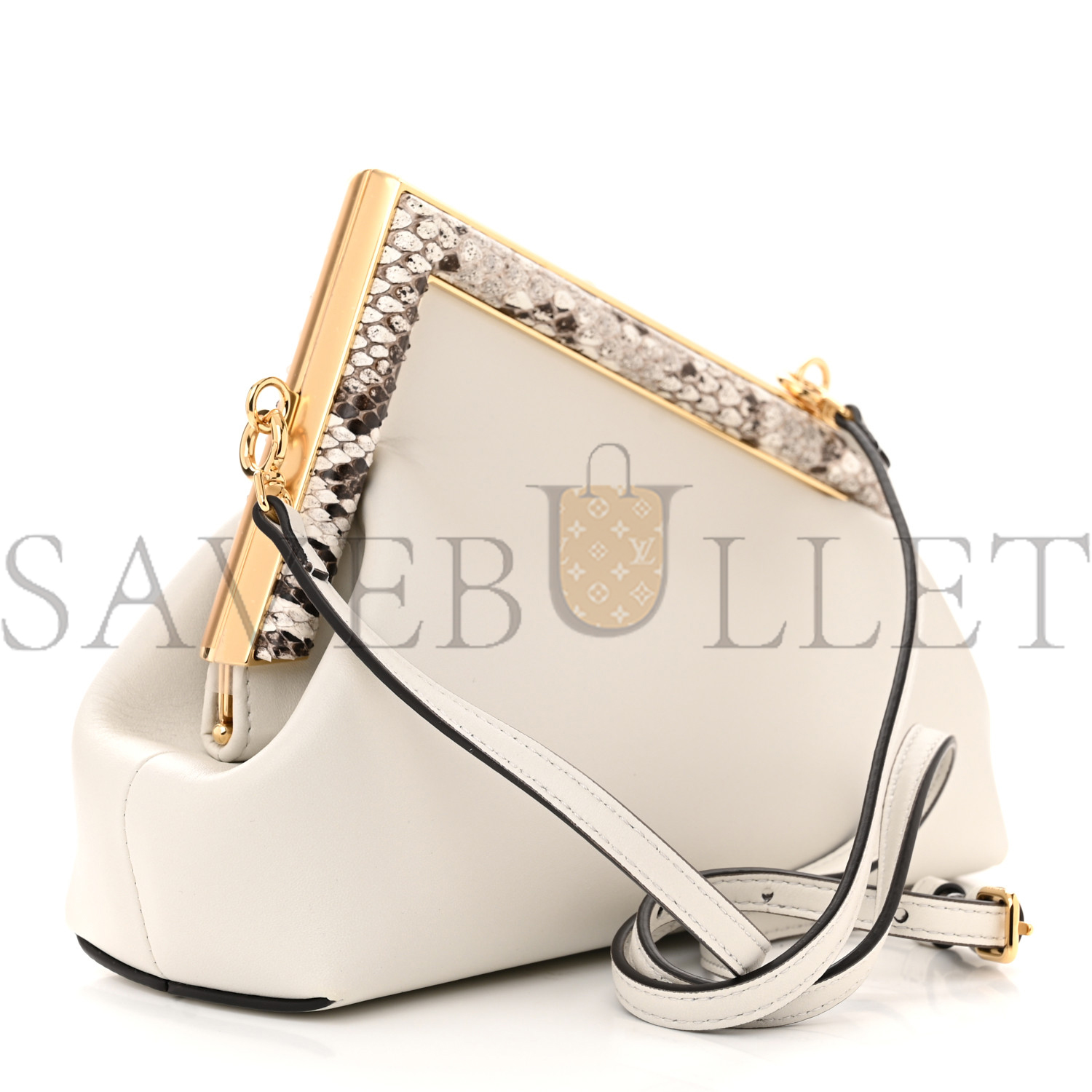 F**di shiny nappa snakeskin small F**di first white roccia (26*18*9.5cm)