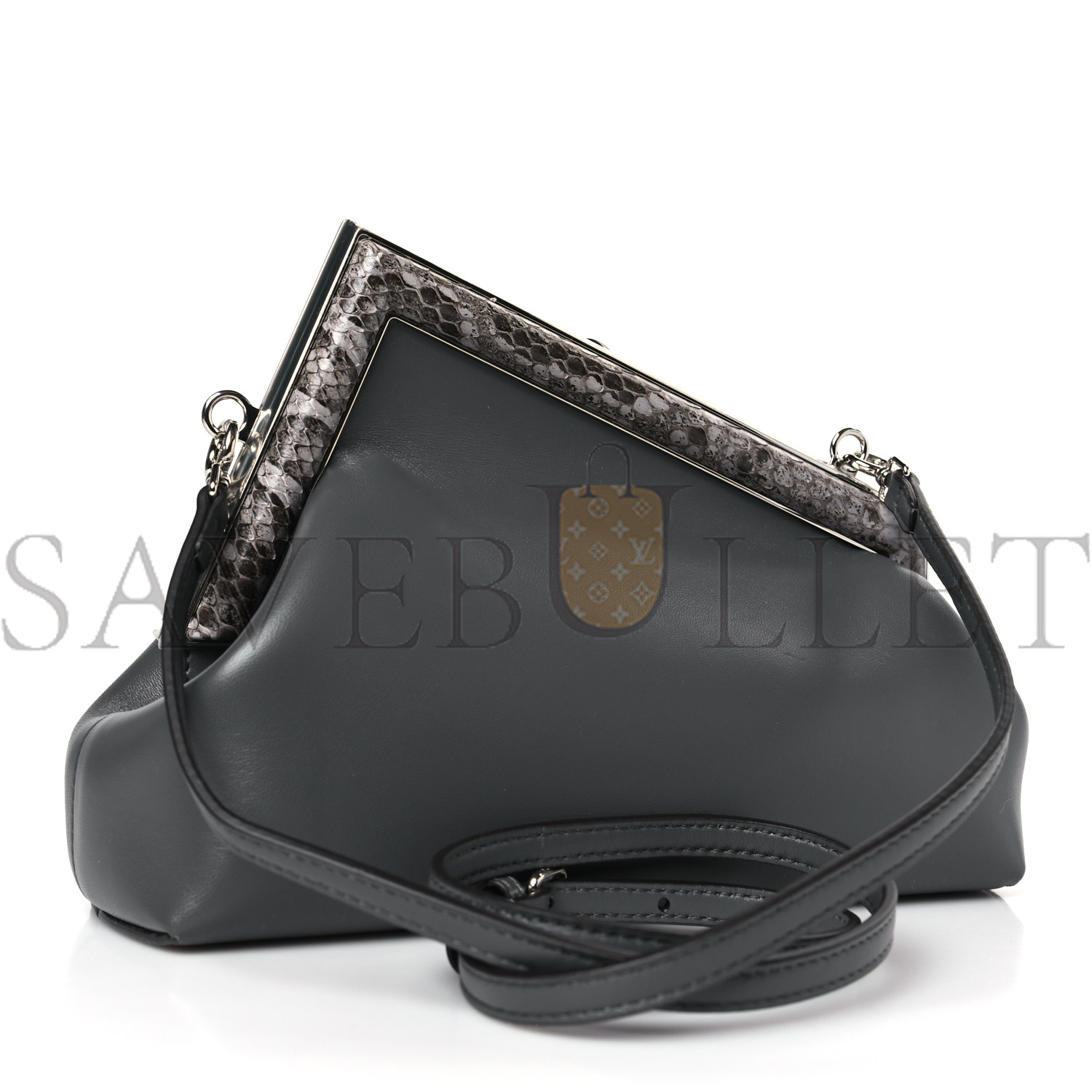 F**di shiny nappa snakeskin small F**di first anthracite asfalto (26*18*9.5cm)