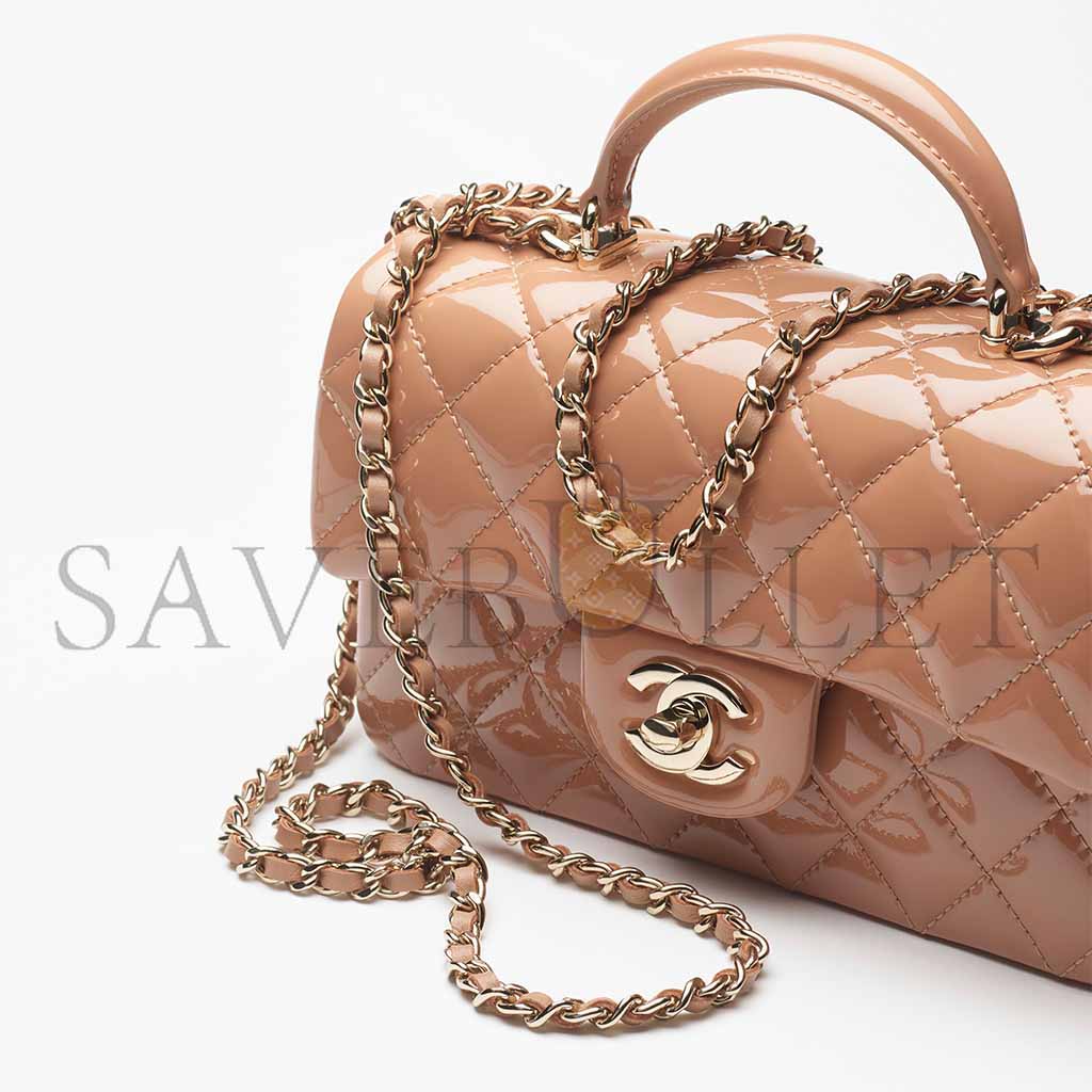 Ch*el mini classic handbag with top handle as2431  (20*12*6cm)