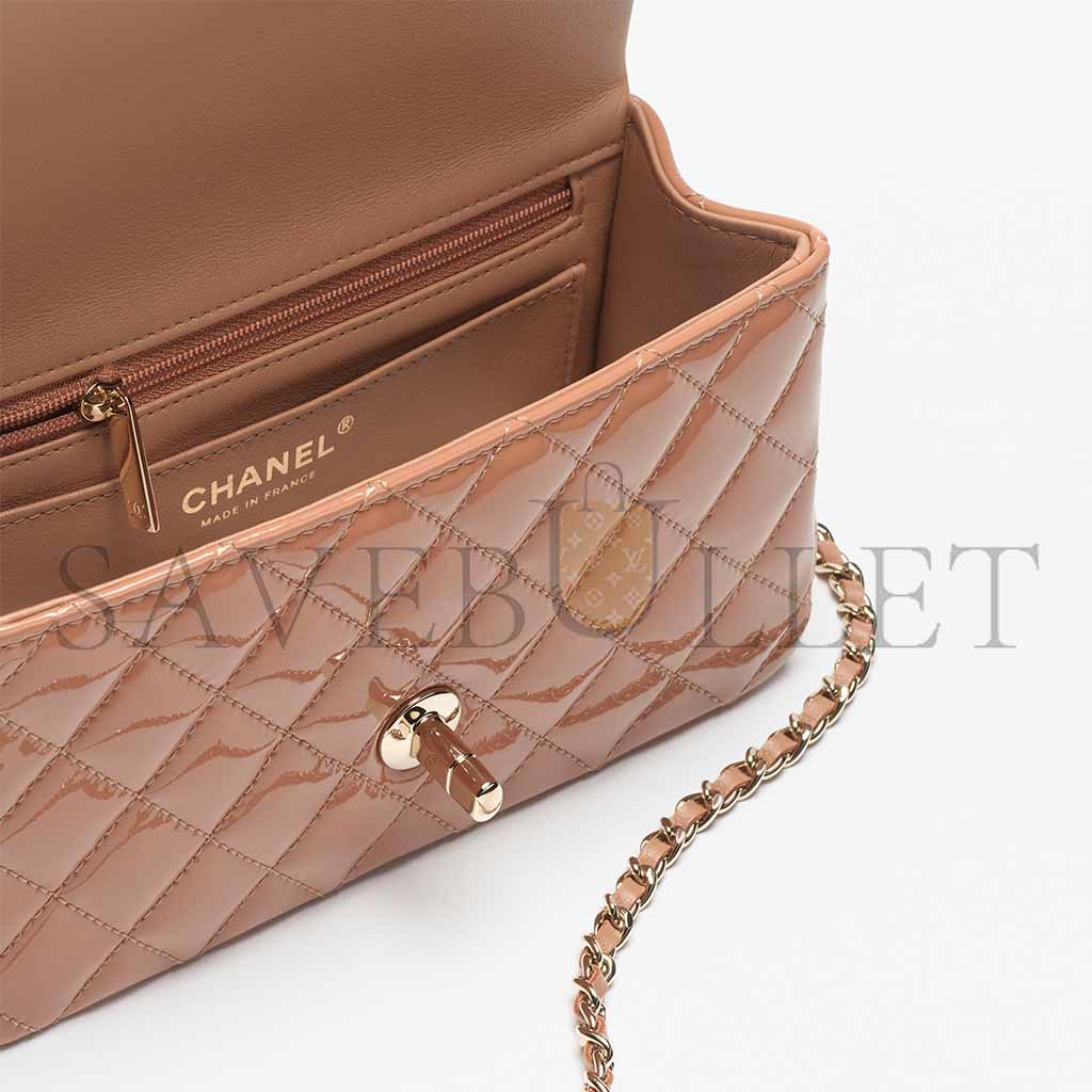 Ch*el mini classic handbag with top handle as2431  (20*12*6cm)