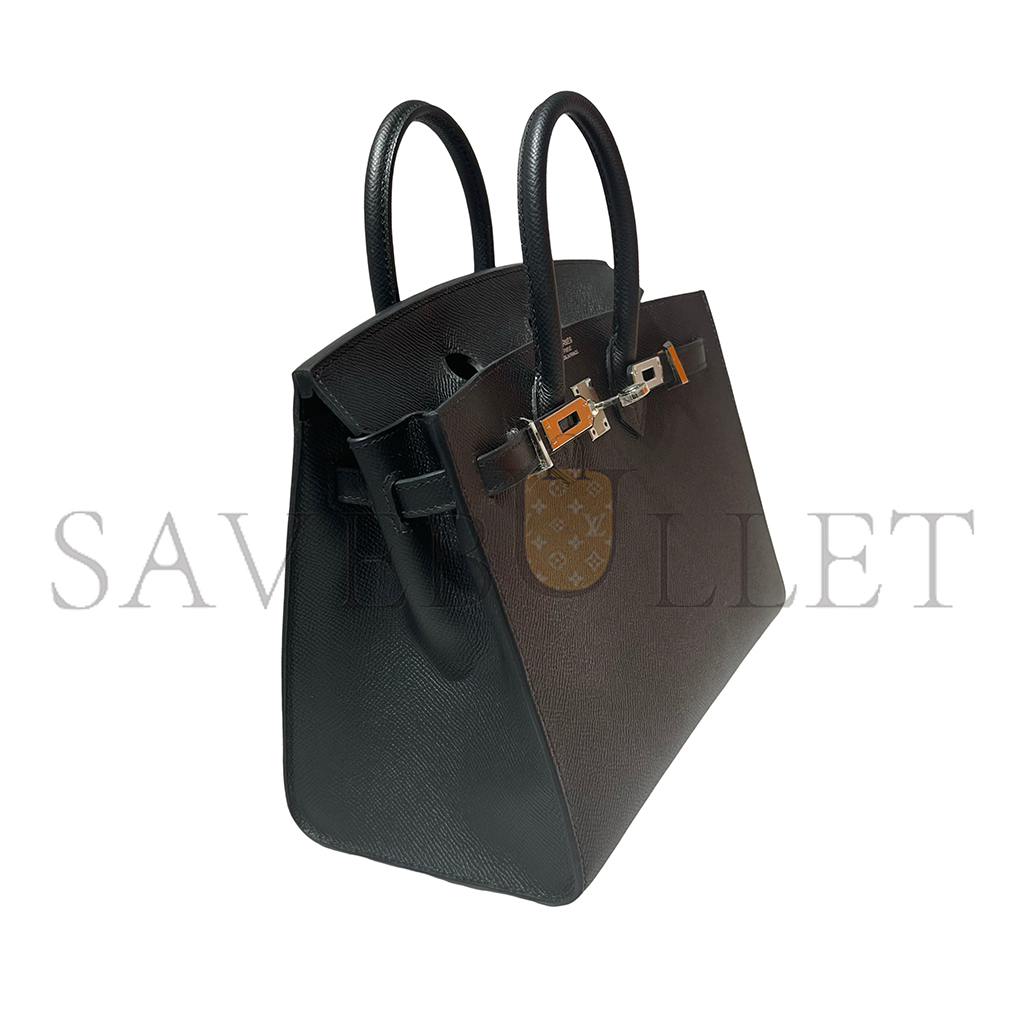 H**mes master birkin 30 outer seam epsom leather ck89 noir black silver buckle 101329 (30*22*15cm)