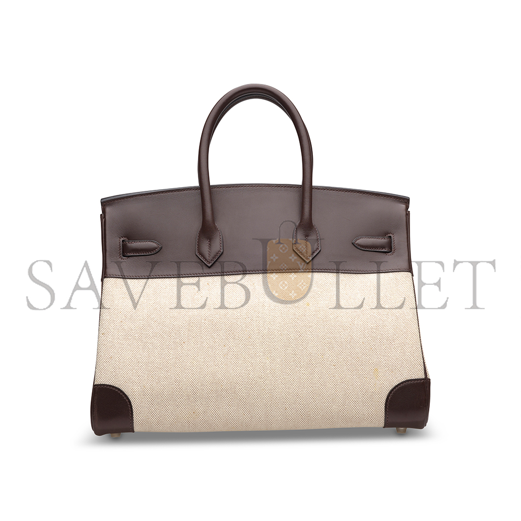 H**mes birkin 35 ebony evercalf calfskin and canvas bag 8023220073 (35*24*18cm)
