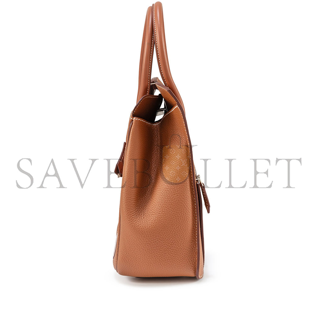 H**mes master birkin 30 golden brown silver buckle bag 6925410968 (30*22*15cm)