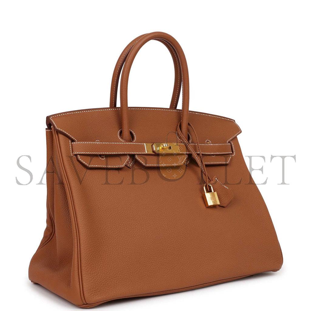 H**mes master birkin 35 togo golden brown gold buckle bag 1900409 (35*25*18cm)