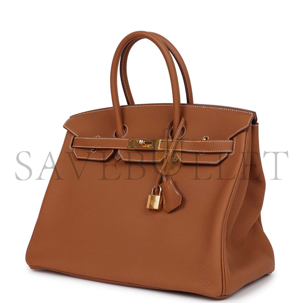 H**mes master birkin 35 togo golden brown gold buckle bag 1900409 (35*25*18cm)