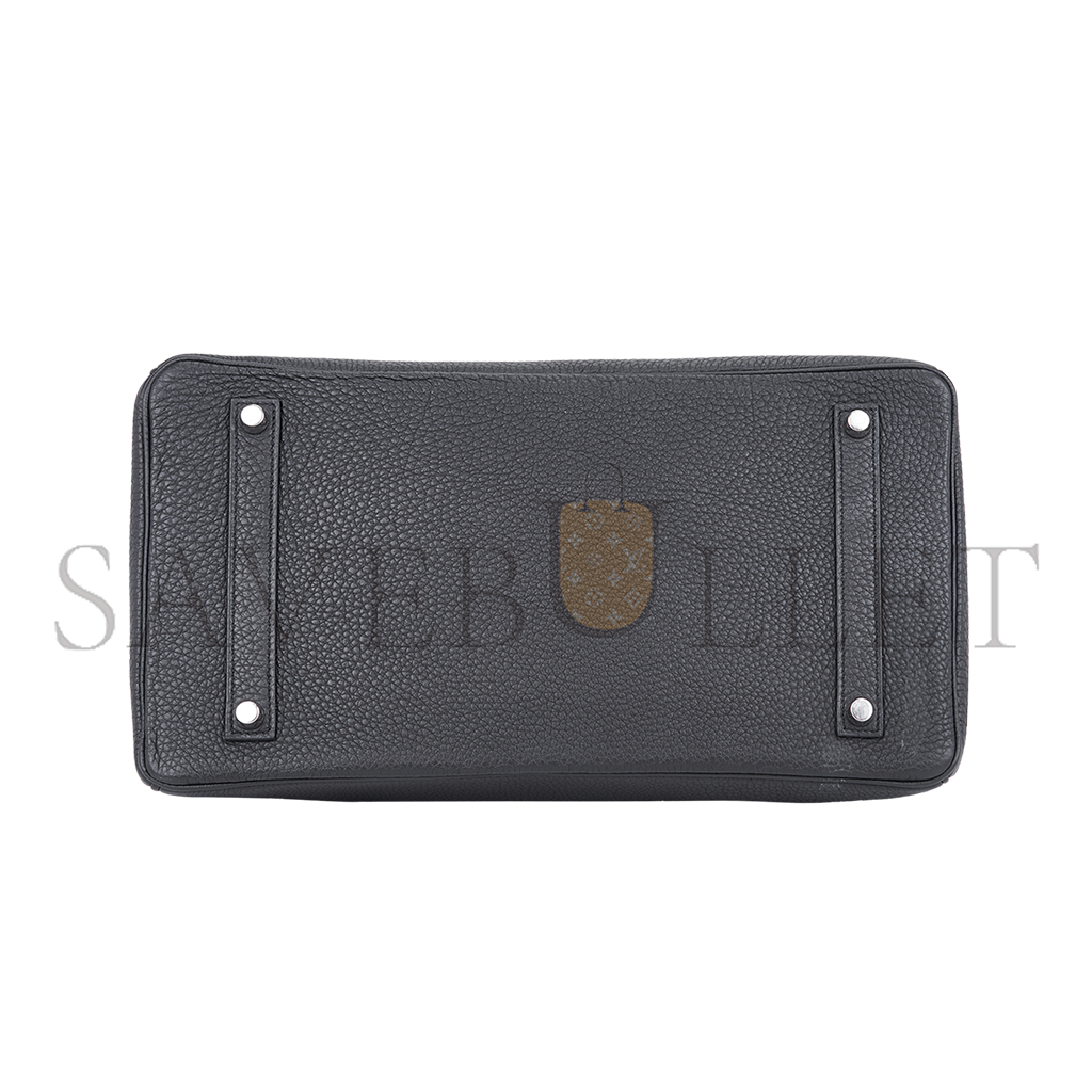 H**mes master birkin 35 togo leather black silver buckle bag h028369ck89 (35*28*18cm)