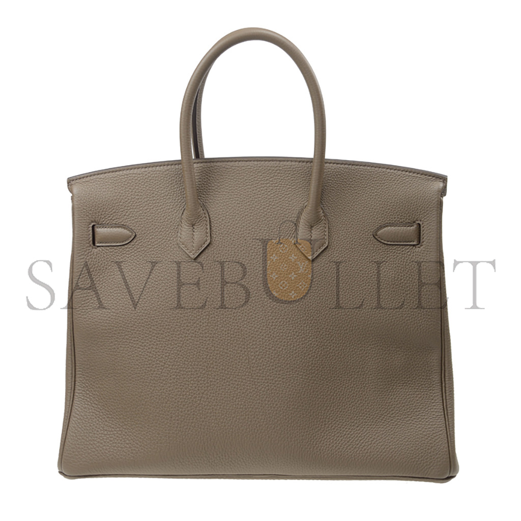 H**mes birkin 35 togo leather trench coat grey and silver buttons bag bk3516tgss (35*28*18cm)