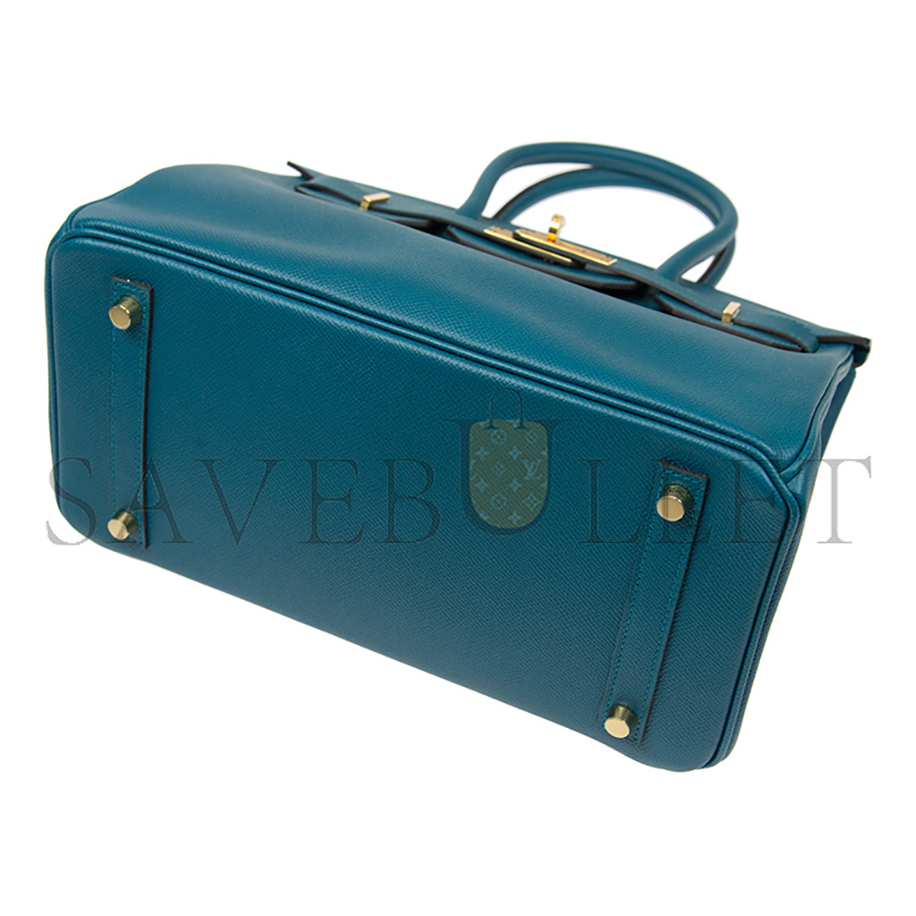 h**mes birkin 30 togo leather Nor*hern blue gold buckle bag h028369ccp3 (30*23*15cm)