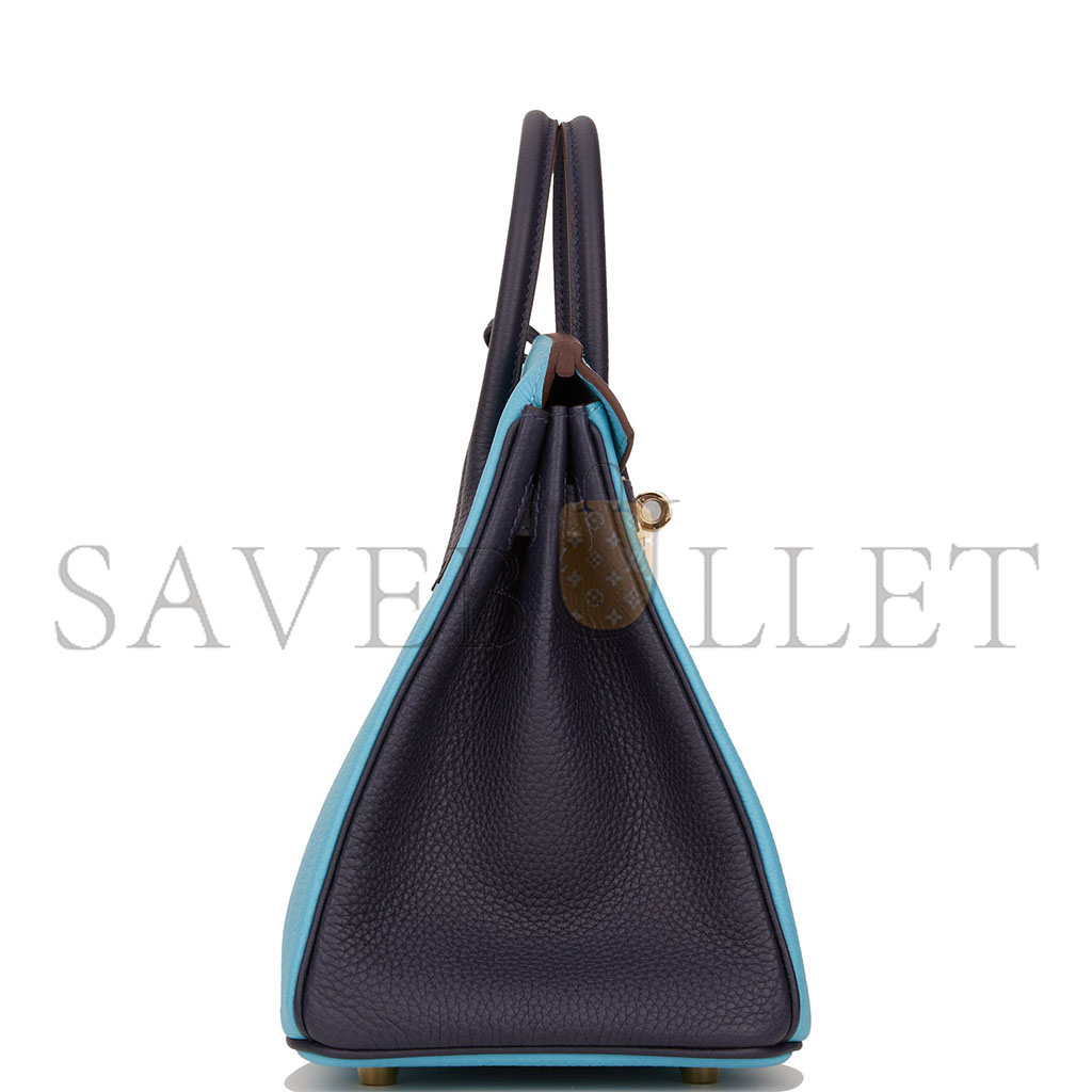 hermÈs master birkin 30 togo leather Nor*hern blue and midnight blue rose gold buckle 2354843790 (30*23*15cm)