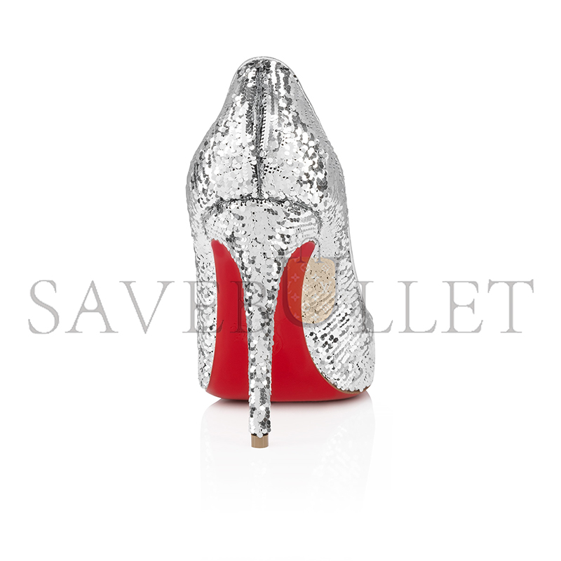 CHR*STI*N LOUB*UTIN KATE MINI PAILLETTES 100 MM PUMPS-CREPE SATIN AND SEQUINS-SIL*VER-WOMEN 1250527S