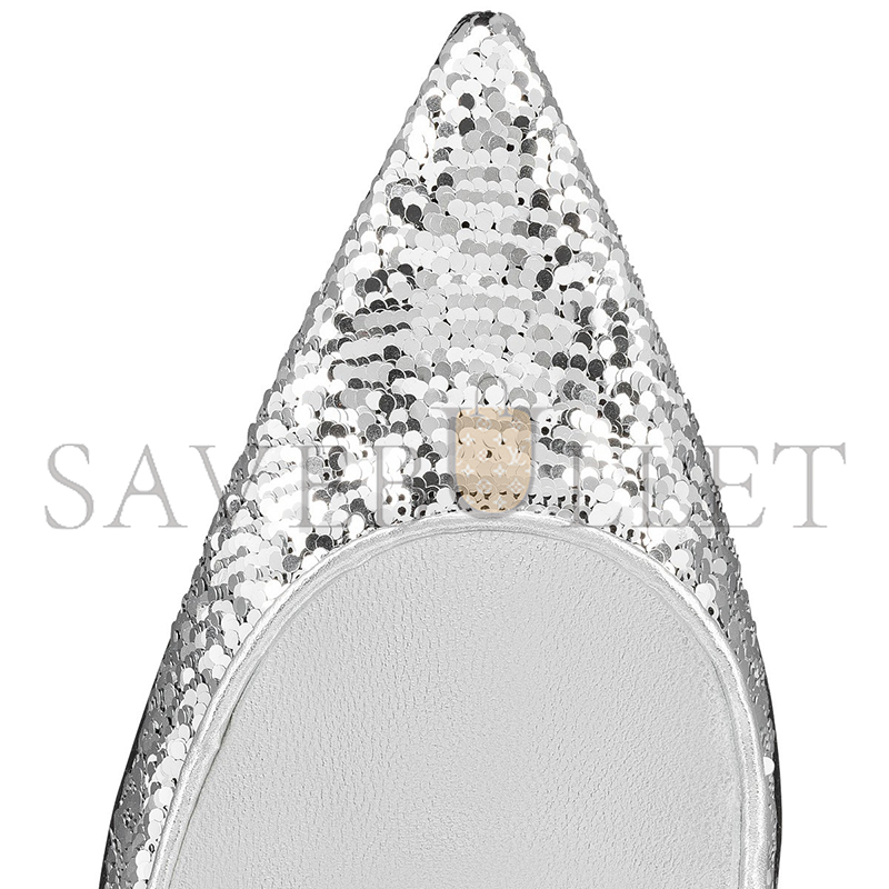 CHR*STI*N LOUB*UTIN KATE MINI PAILLETTES 100 MM PUMPS-CREPE SATIN AND SEQUINS-SIL*VER-WOMEN 1250527S