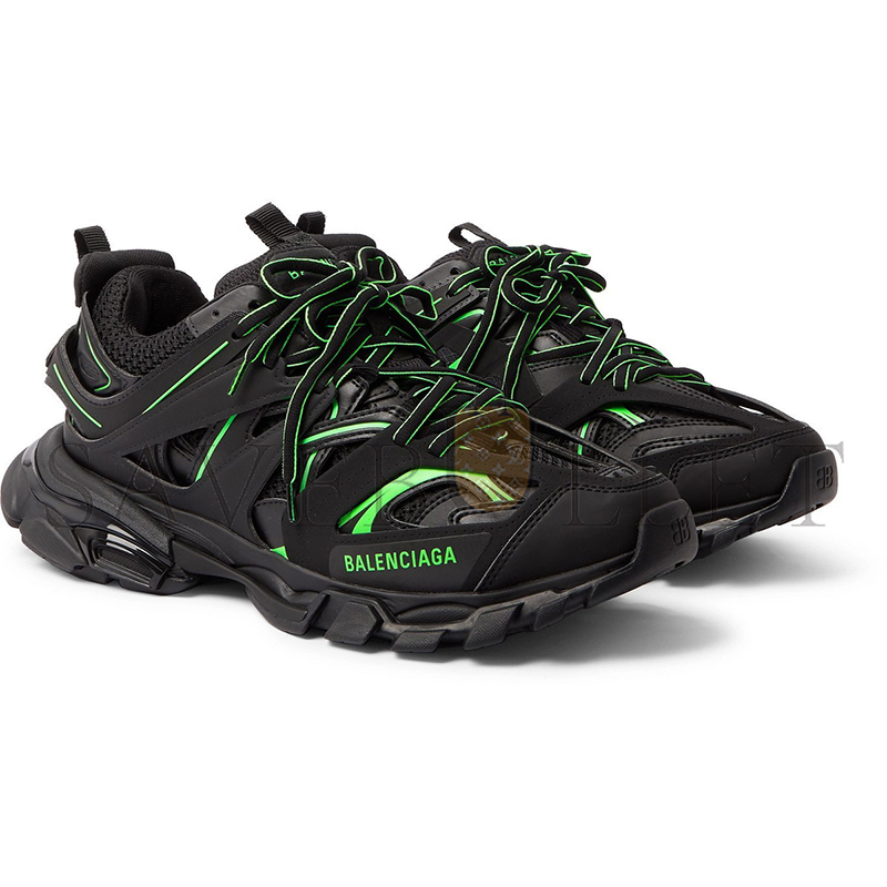 Ba*len*cia*ga track neon nylon mesh and rubber sneakers black 542436w2la12042