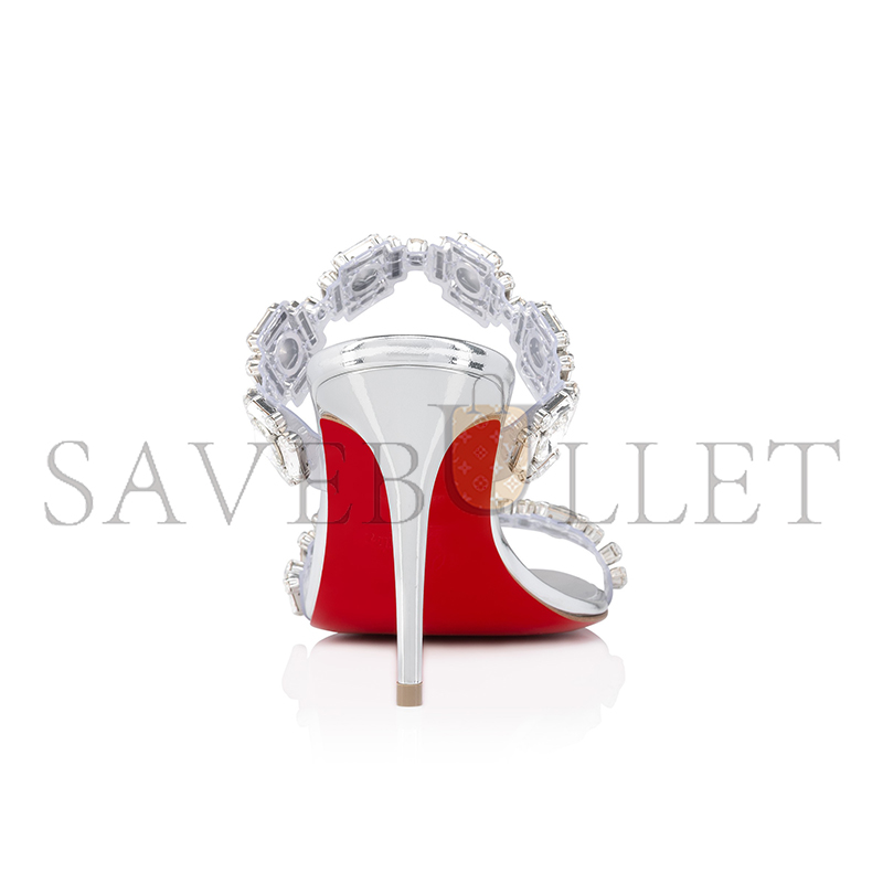 CHR*STI*N LOUB*UTIN JUST JEWEL 85 MM SANDALS-TPU AND LAMINATED CALF LEATHER-CRYSTAL-WOMEN 1250134S33
