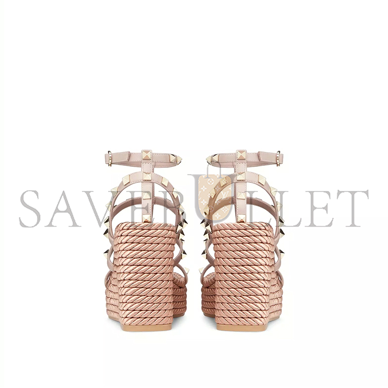 V*A(LENTINO ROCKSTUD ANKLE STRAP WEDGE SANDALIN CALFSKIN LEATHER 95MM 5W2S0F95BAE_P45