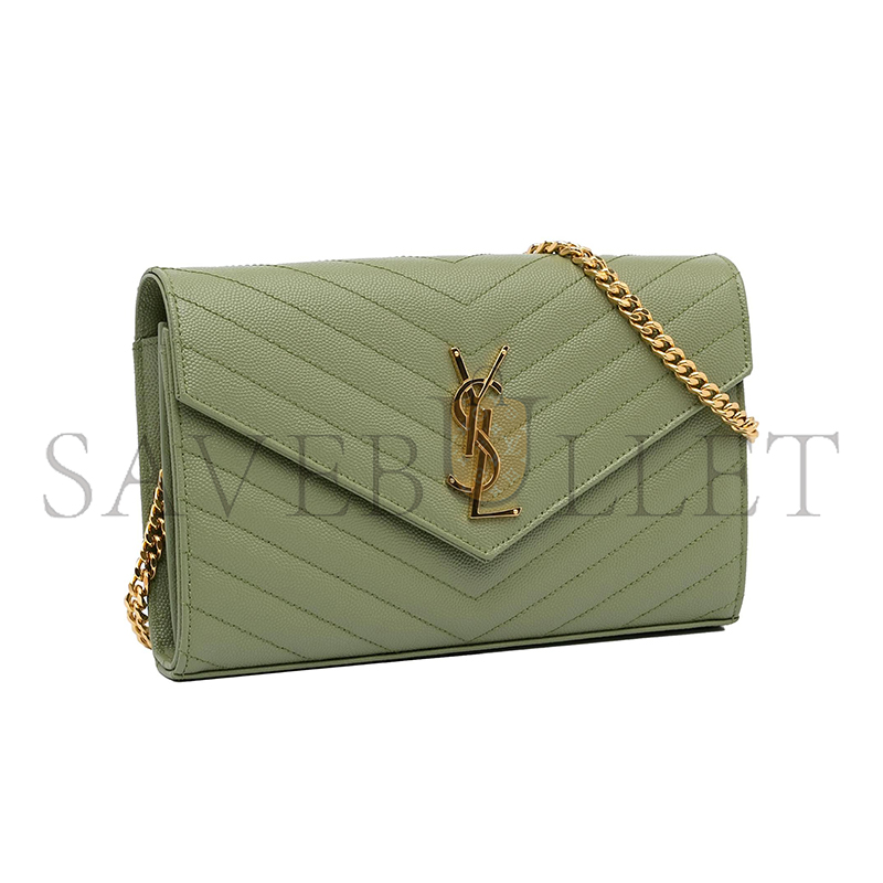 Y*L CASSANDRE MATELASSÉ CHAIN WALLET IN GRAIN DE POUDRE EMBOSSED LEATHER 377828BOW013316 (22.5*14*4c