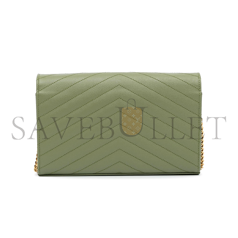 Y*L CASSANDRE MATELASSÉ CHAIN WALLET IN GRAIN DE POUDRE EMBOSSED LEATHER 377828BOW013316 (22.5*14*4c