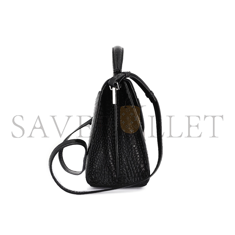 Y*L CASSANDRA MEDIUM TOP HANDLE BAG IN CROCODILE-EMBOSSED SHINY LEATHER 578000546632 (24.5*20*11.5cm