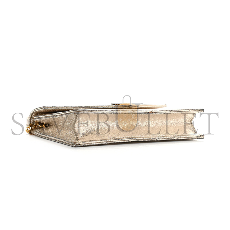Y*L CASSANDRE ENVELOPE CHAIN WALLET IN GRAIN DE POUDRE EMBOSSED LEATHER METALLIC 3939531032299 (19*1