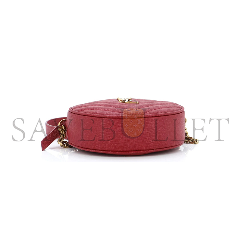 Y*L VINYLE ROUND CAMERA BAG IN CHEVRON-QUILTED GRAIN DE POUDRE EMBOSSED LEATHER 6104361GF076008 (17*