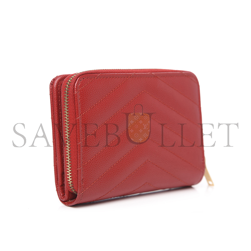 Y*L CASSANDRE MATELASSÉ COMPACT ZIP AROUND WALLET IN GRAIN DE POUDRE LEATHER 403723BOW016422 (12*10*