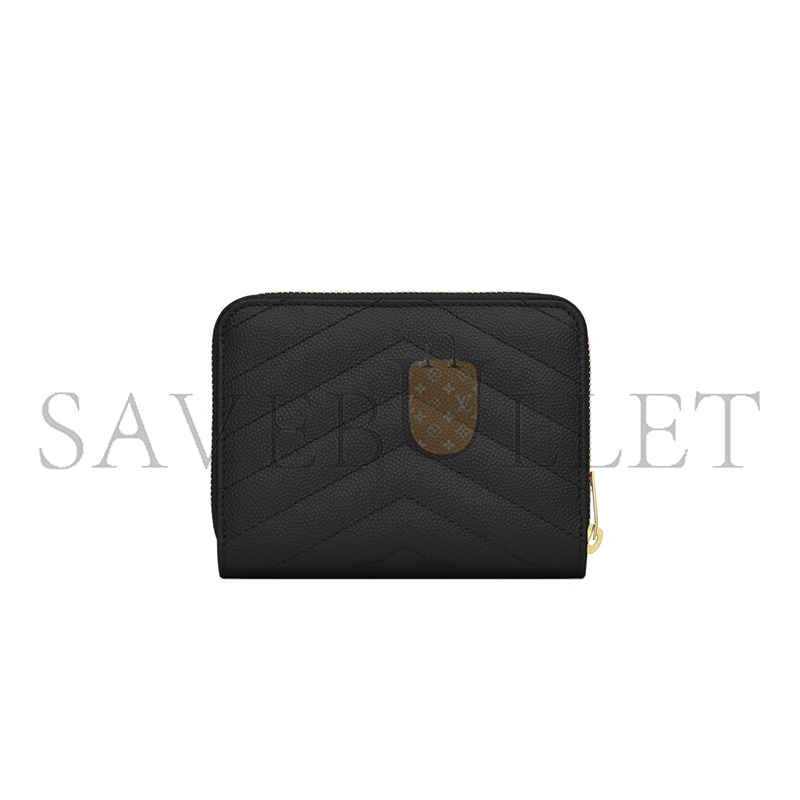 Y*L CASSANDRE MATELASSÉ COMPACT ZIP AROUND WALLET IN GRAIN DE POUDRE LEATHER 668288BOW011000 (12*10*