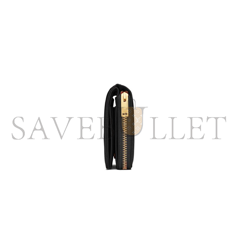 Y*L CASSANDRE MATELASSÉ COMPACT ZIP AROUND WALLET IN GRAIN DE POUDRE LEATHER 668288BOW011000 (12*10*