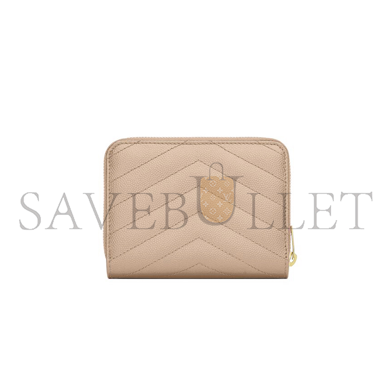Y*L CASSANDRE MATELASSÉ COMPACT ZIP AROUND WALLET IN GRAIN DE POUDRE LEATHER 668288BOW012721 (12*10*