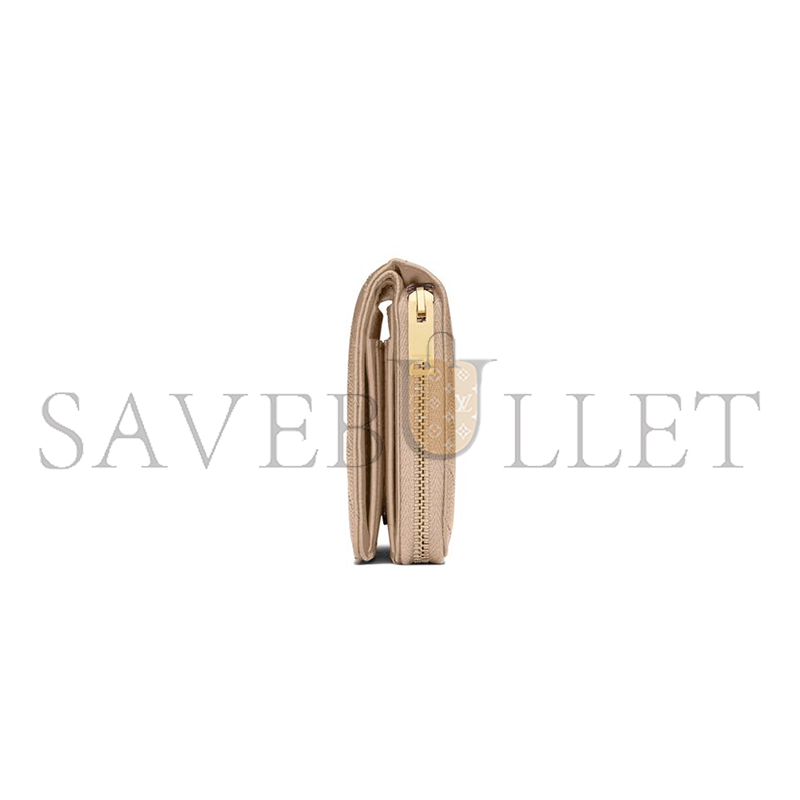 Y*L CASSANDRE MATELASSÉ COMPACT ZIP AROUND WALLET IN GRAIN DE POUDRE LEATHER 668288BOW012721 (12*10*