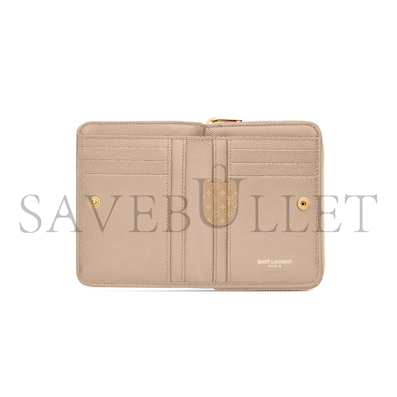 Y*L CASSANDRE MATELASSÉ COMPACT ZIP AROUND WALLET IN GRAIN DE POUDRE LEATHER 668288BOW012721 (12*10*