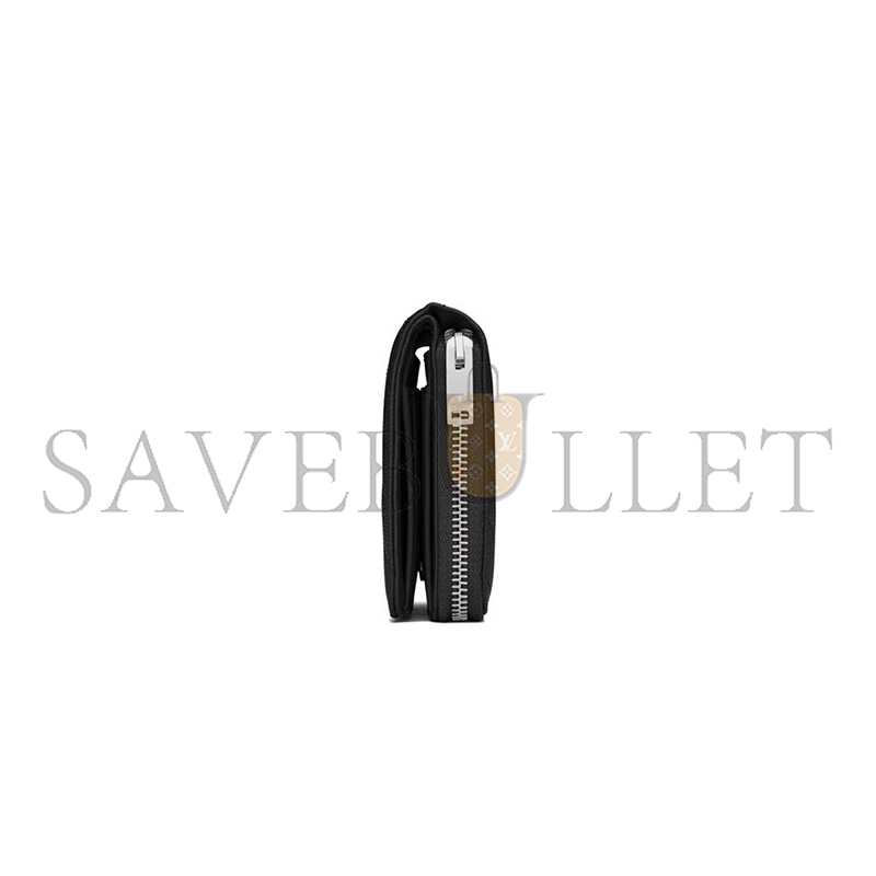 Y*L CASSANDRE MATELASSÉ COMPACT ZIP AROUND WALLET IN GRAIN DE POUDRE LEATHER 668288BOW021000 (12*10*