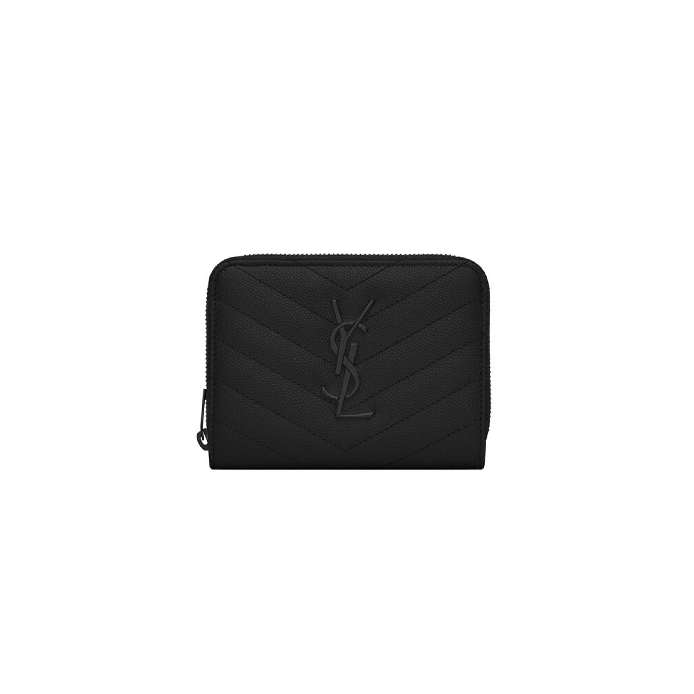 Y*L CASSANDRE MATELASSÉ COMPACT ZIP AROUND WALLET IN GRAIN DE POUDRE LEATHER 668288BOW081000 (12*10*